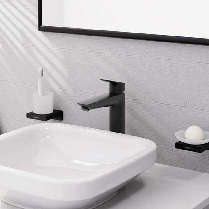 Hansgrohe Logis Смеситель для раковины, 1 отв., с донным клапаном, цвет: черный матовый