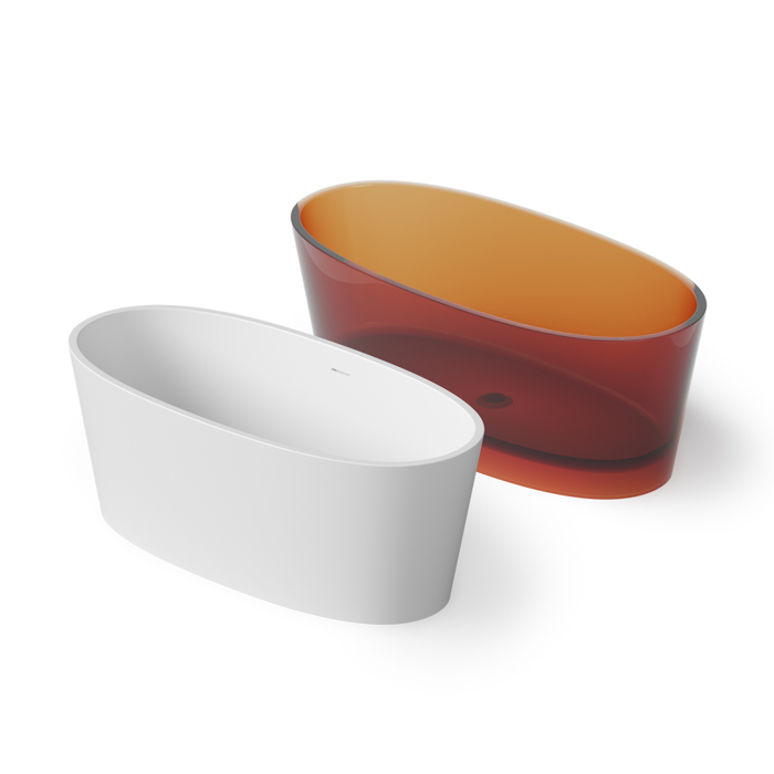 Dea Design Nature Ванна 160х75х60см., отдельностоящая, Glasstech, прозрачная смола, цвет: Sunset R1