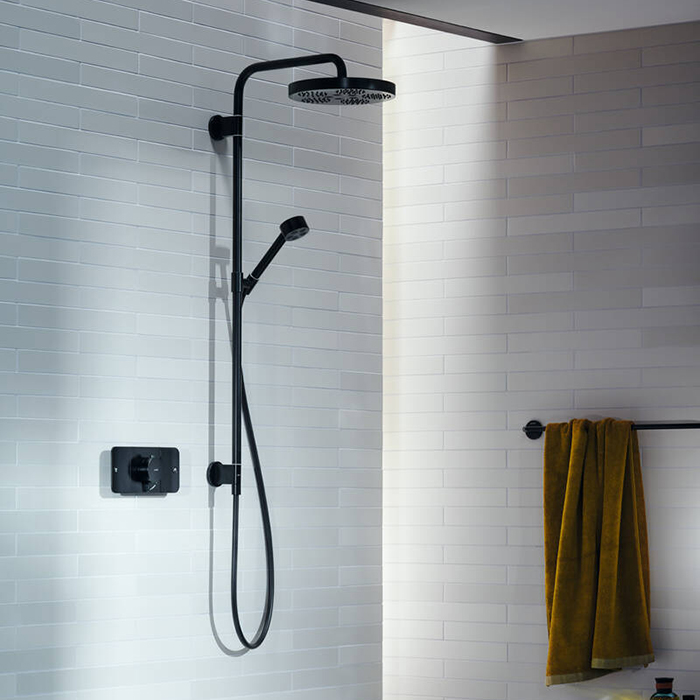 Axor One Смеситель для душа, термостат, на 2 источника, встраиваемый, внешняя часть, цвет: черный матовый