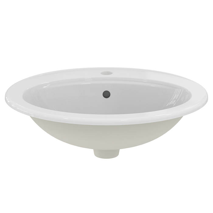 Ideal Standard Evrovit Раковина 55х40х13см., врезная сверху, 1 отв., с переливом, без крепежа, цвет: белый глянцевый