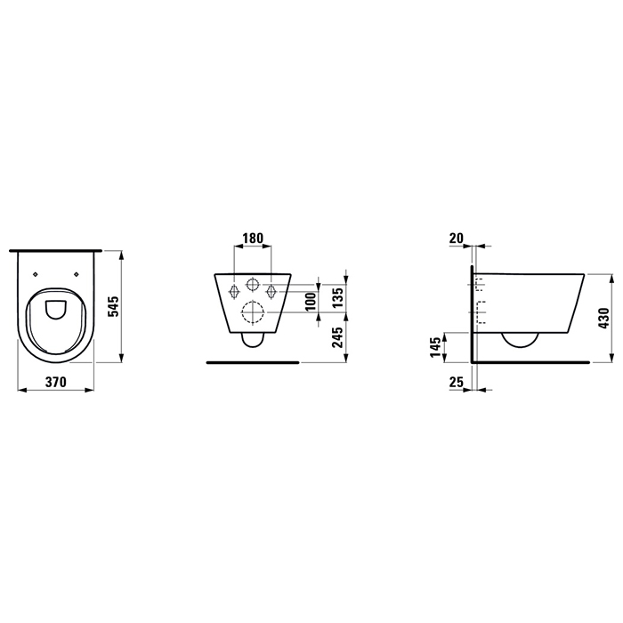 Laufen Kartell Унитаз подвесной 54.5х37х43 см, Rimless, c покрытием LCC, цвет: графит матовый