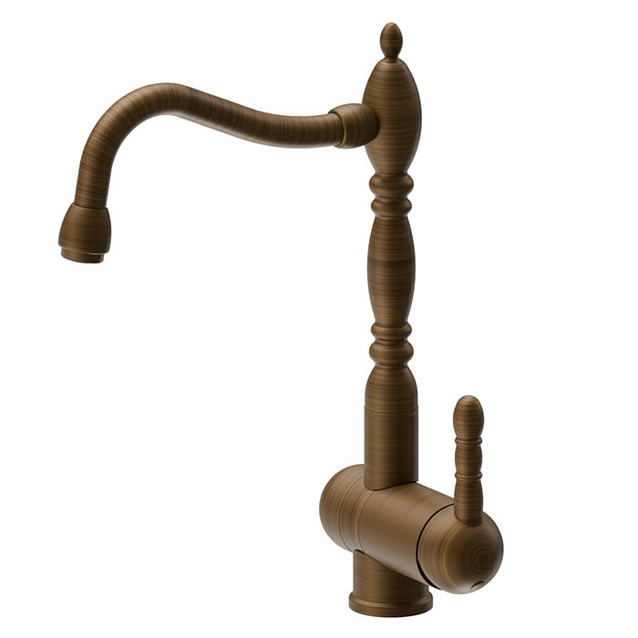 Newform Marvel Смеситель для кухни, на 1 отв., поворотный складной излив retro style, цвет: brushed bronze