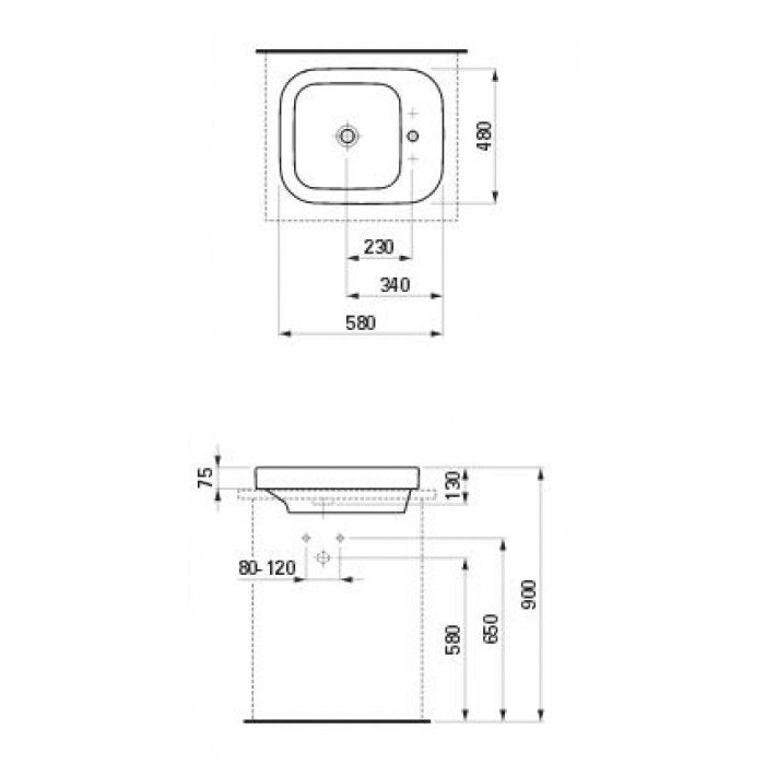 Laufen Palomba Раковина 58х48см., накладная, 1 отв., цвет: белый