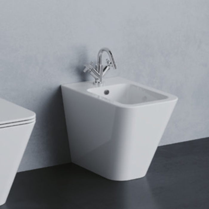 Azzurra Build Биде напольное 55х36х42 см. с 1 отв. под смеситель , с крепежами, цвет: белый