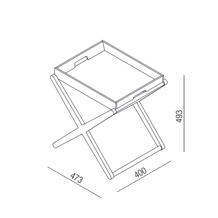AGAPE "X" Столик 47.3х40х49.3см., низкий, с съемным подносом, отделка: Rovere naturale