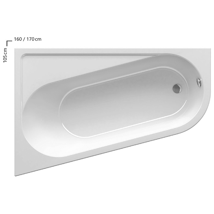 Ravak Chrome Ванна 160x105см., пристенная, акриловая, R, цвет: белый