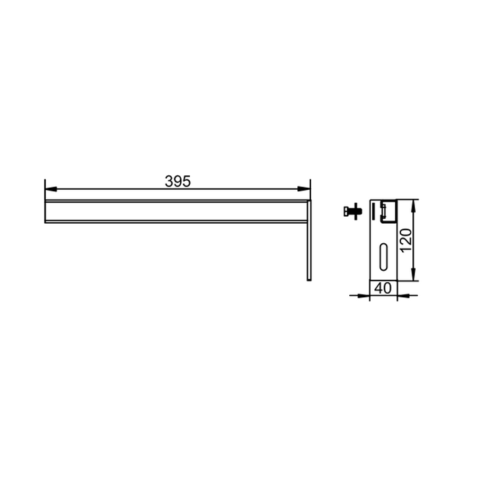 SANIT Удлинительный кронштейн для бокового стенового крепления конструкций INEO 395мм, оцинкованная сталь, (в комплекте - 2шт)