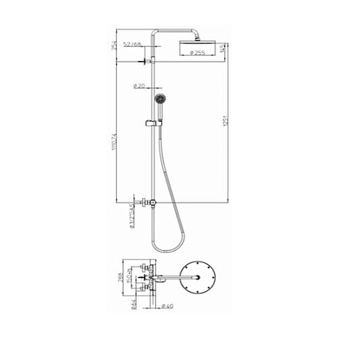 Bossini Elios Настенная колонна: Душ из ABS, Ø250 ручной душ, смеситель термостатический или встроенным переключателем, цвет: хром