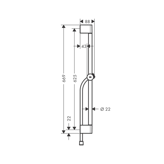 Hansgrohe Unica Душевая штанга 65 см со слайдером с кнопкой и шлангом, цвет: хром