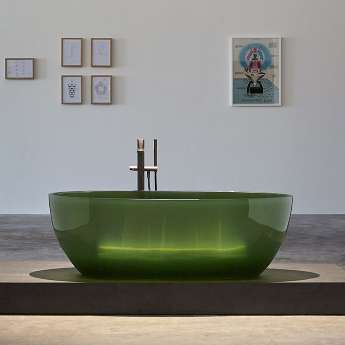 Antonio Lupi Reflex Ванна отдельностоящая, овальная, 167х86х53см, Cristalmood, цвет: Bottiglia