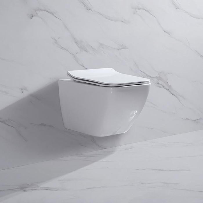 NEMO Унитаз 53x36см., подвесной, безободковый, сиденье микролифт, цвет: белый глянцевый