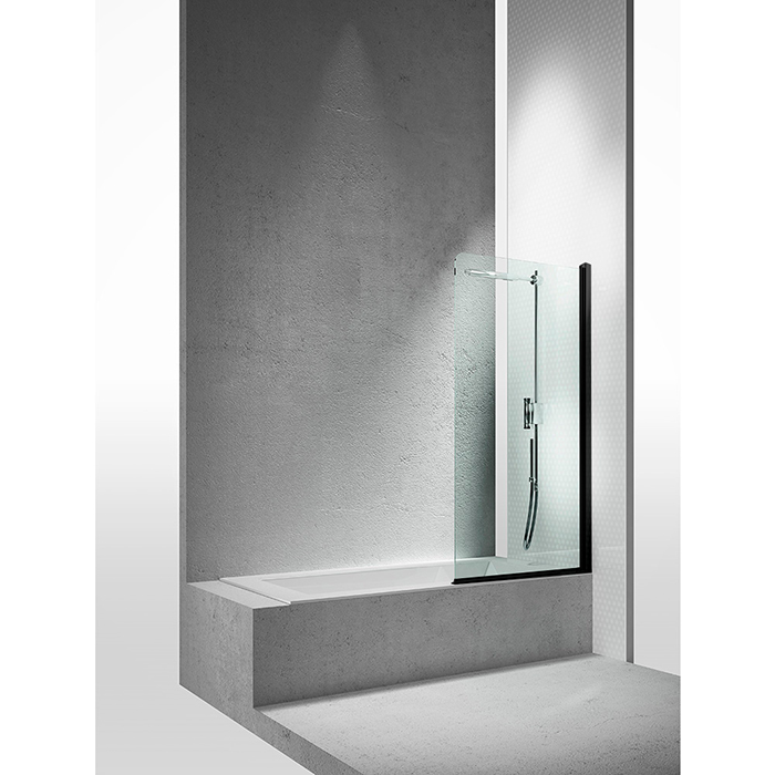 VismaraVetro Шторка на ванну LV, размер 70-72см, высота 150Нсм, DX(правая), стекло Transparent 04, профиль Matt Black 09, TPA