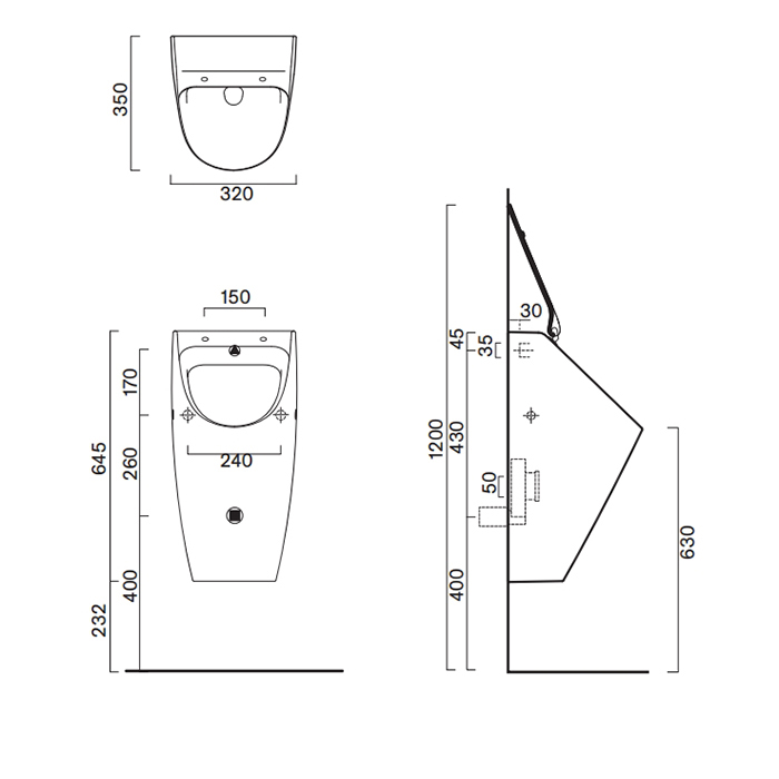 Catalano Писсуар 64x32см Rimless, без отв. под крышку, цвет: белый матовый