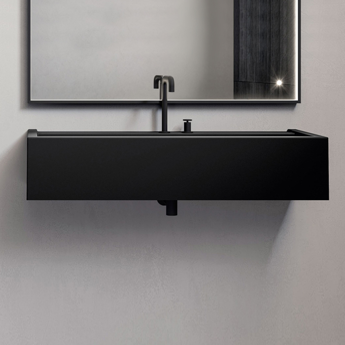 Kerasan Kanaal Раковина подвесная 120х40см., с 2 отв., цвет: Matt Black