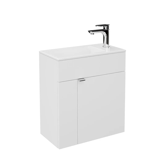 Kerama Marazzi Lato Тумба подвесная с раковиной, 49.5х27х55см., с дверцей, цвет: белая глянцевая