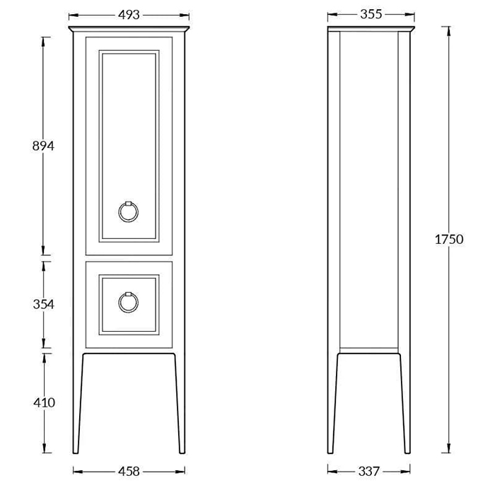 Kerama Marazzi Plaza Classic Пенал напольный 45x175см, цвет: белый матовый