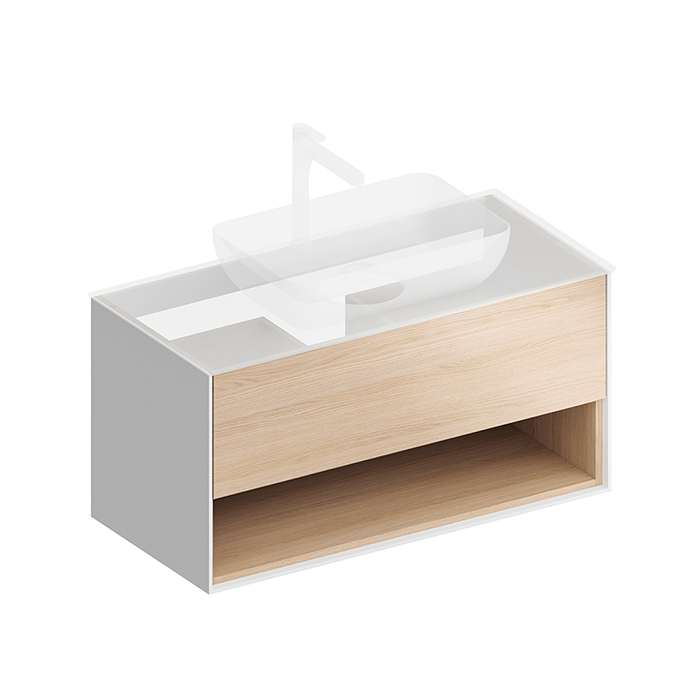 Kerama Marazzi PLAZA Modern Тумба подвесная 100x48см, 1 ящик, цвет: дуб виченце