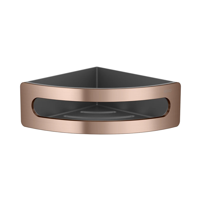 Keuco Elegance Полочка для душа, подвесная, угловая, цвет: brushed red gold/anthracite
