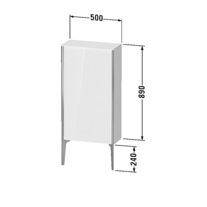 Duravit XViu Шкаф подвесной 50x24x89см, с 1 дверью, 2 стеклянными полками (петли слева), цвет: walnut dark/черный матовый