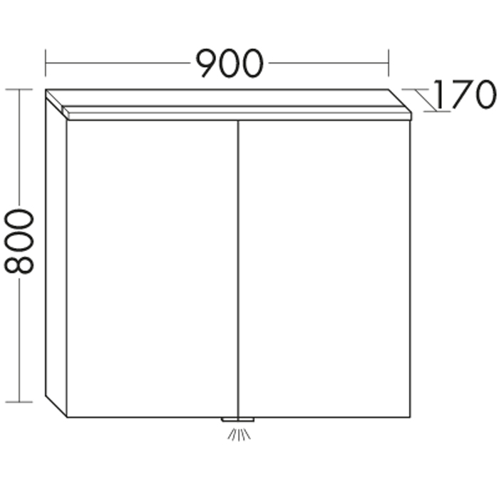 BURGBAD Eqio Зеркальный шкаф с LED подсветкой 5Вт IP24, 90х80х17см,2 зерк двери с обоих сторон, стекл полки, вкл/выкл, цвет: серый