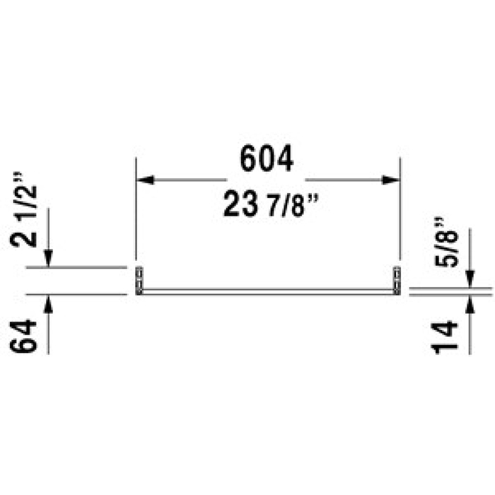 Duravit D-Code Полотенцедержатель, труба с квадратным сечением, 60.4x1.4см, хром