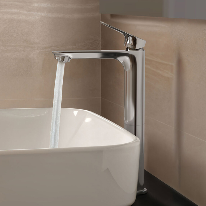 Ideal Standard Ceralife O Смеситель для раковины, на 1 отв., H24см., высокий, технология BlueStart, цвет: хром