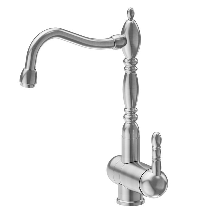 Newform Marvel Смеситель для кухни, на 1 отв., поворотный складной излив retro style, цвет: brushed nickel