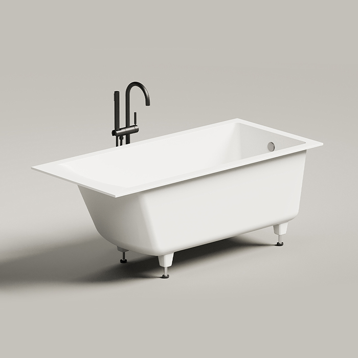 Salini Cascata Встраиваемая ванна 150x70x60см, с прямоугольной чашей, ножки, S-Sense, цвет: белый глянцевый