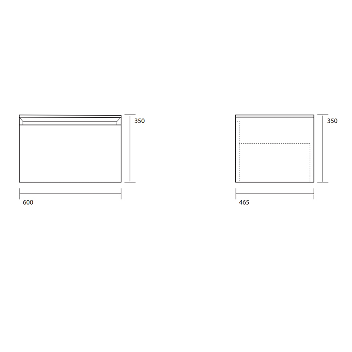 Kerasan Kanaal Тумба подвесная 60х46.5см, с 1 ящиком, стеклянная столешница, цвет: черный матовый 