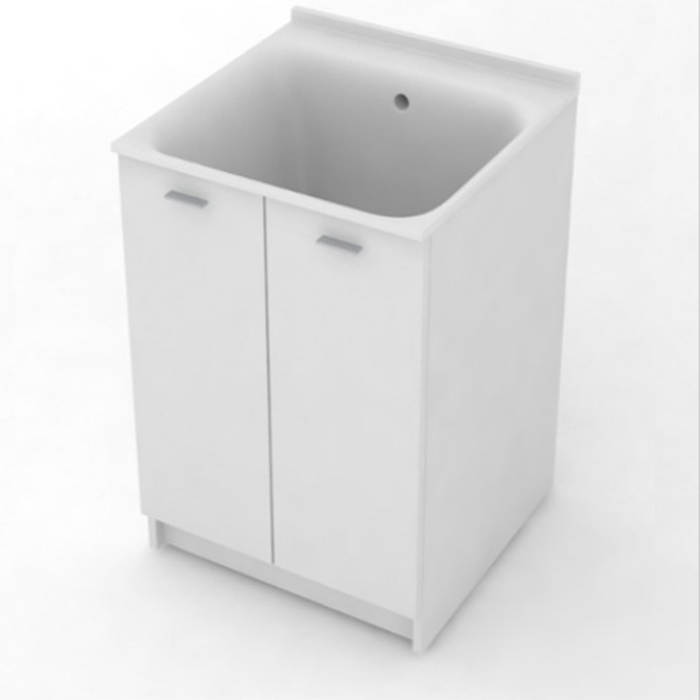 Kerasan Aquadom Комплект для постирочной 75х50см: база + раковина без отв. под смеситель +выпуск с сифоном, напольная, цвет: белый матовый