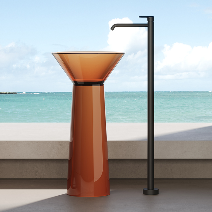 Dea Design Pedestal Basin Раковина 48x48х90см., напольная, без отв., Glasstech, прозрачная смола, цвет: Sunset R1