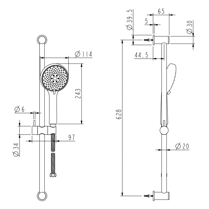 NEMO Душевой гарнитур, настенный, цвет: хром