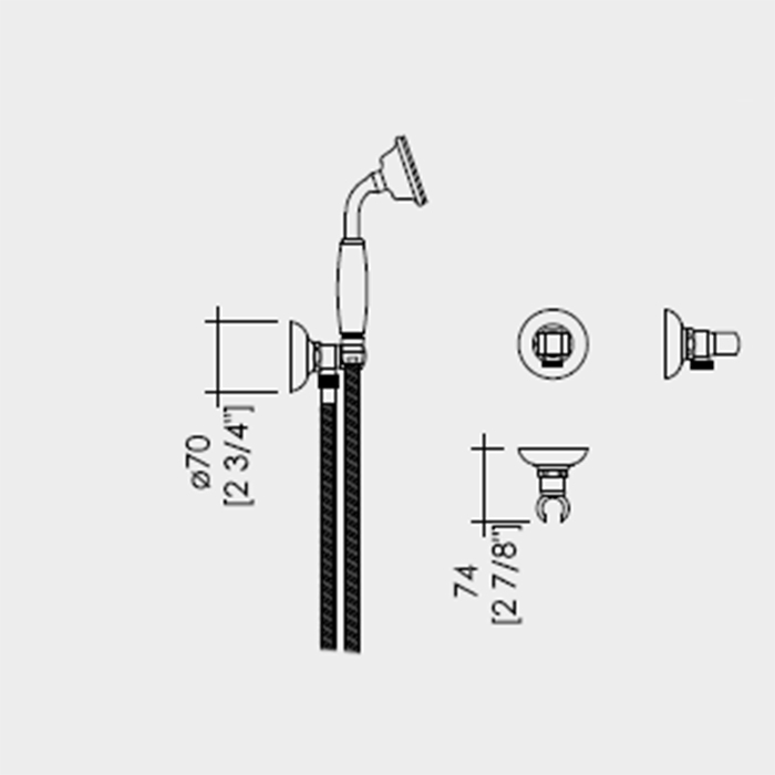 Devon&Devon Black Morris Душевая лейка с гибким шлангом и держателем, ручка черная, цвет:  хром