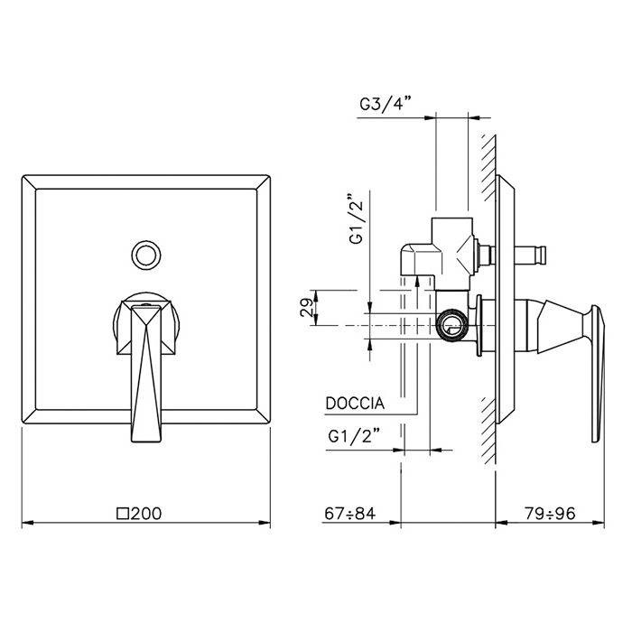Nicolazzi Vincent Смеситель для ванны, встраиваемый, с переключателем, цвет: хром