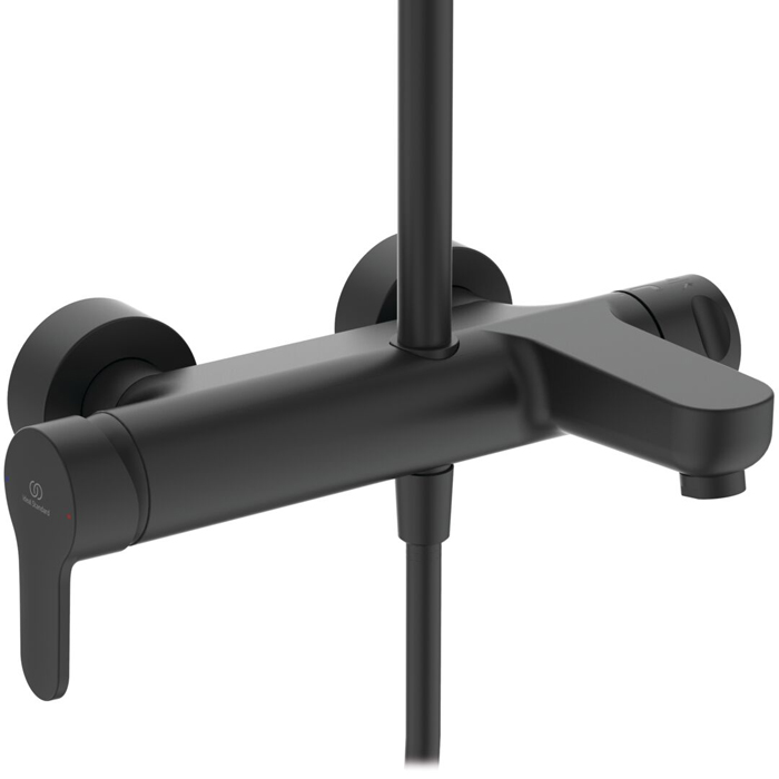 Ideal Standard IdealRain Cerafine O Душевая система с настенным смесителем, верхним душем Ø20см., держателем, лейкой для душа и шлангом 175см., цвет: черный матовый