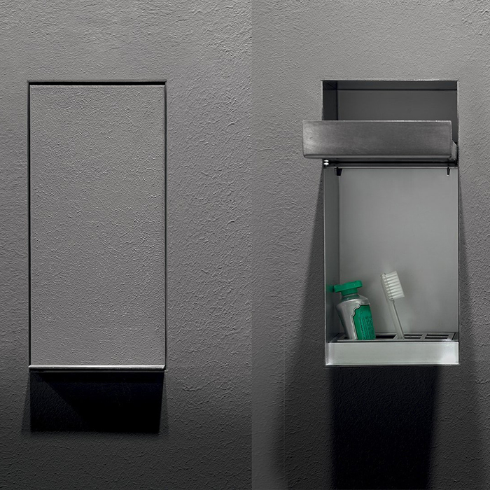 Antonio Lupi Sesamo Держатель для дозатора или для зубных щеток, встраиваемый в стену, из нержавеющей стали AISI 304, отделка алюминий