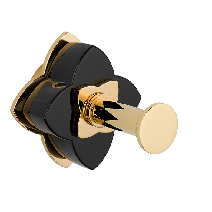 THG Pétale de cristal noir Крючок подвесной, длинный, цвет: золото/черный хрусталь