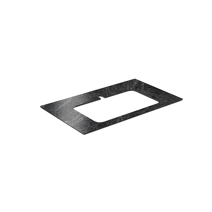 Kerama Marazzi Столешница из керамогранита для встраиваемых раковин сверху Риальто 80см, с 1 отв., толщина 11мм, цвет: серый темный лаппатированный