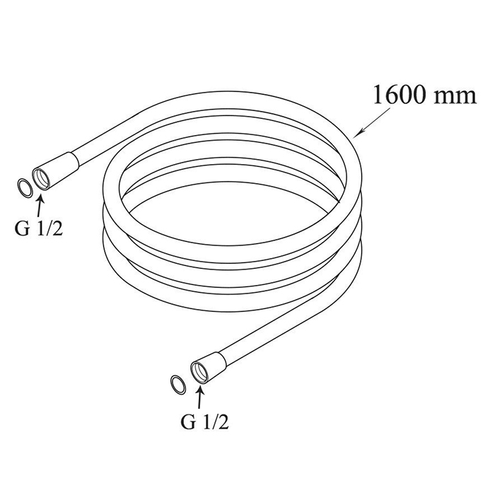 Duravit Шланг для душа 160см., с защитой от перекручивания, цвет: черный матовый