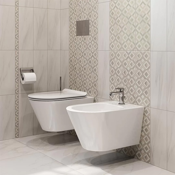 Kerama Marazzi PLAZA Modern Унитаз подвесной безободковый, с системой смыва RIM UP+ (Tornado), цвет: белый глянцевый