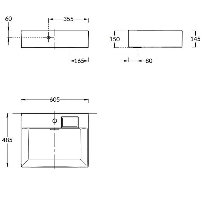 Kerama Marazzi Logica Раковина накладная, 60.5х48.5см., с 1 отв., цвет:  белый глянцевая