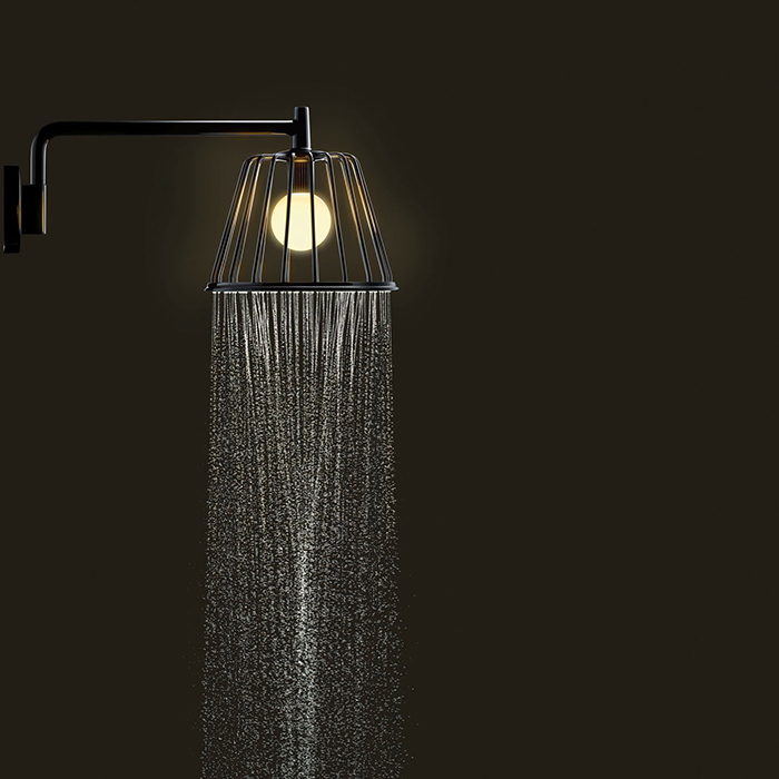 Axor LampShower Верхний душ 1jet, с держателем, цвет: шлифованный черный хром