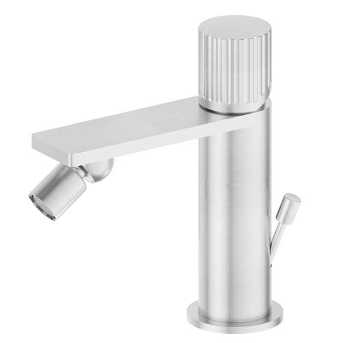 Newform Steel Line Смеситель для биде, 1 отв., с донным клапаном, цвет: stainless steel