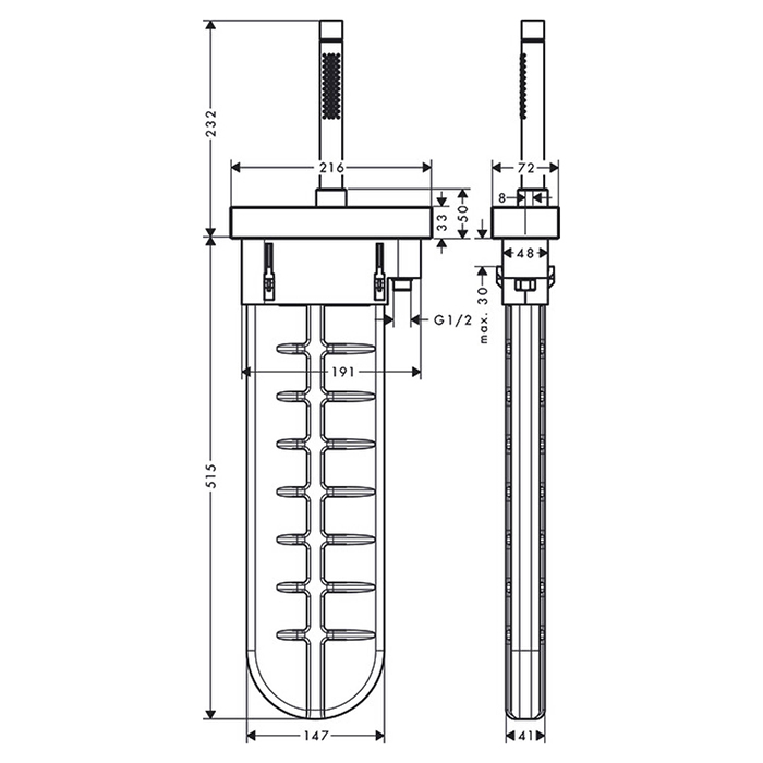 Axor Edge Душевой набор на край ванны, душ 2jet, цвет: золото