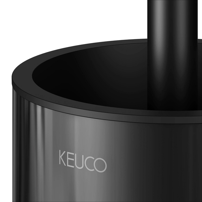 Keuco Reva Туалетный ёшрик, хрустальный стакан лакированный, скрытый крепеж и запасная щетка ершика в к-те цвет: черный матовый
