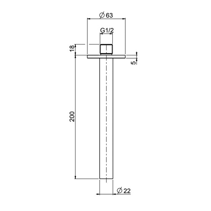 QuadroDesign Кронштейн для верхнего душа 20см., потолочный, цвет: Brushed Stainless Steel