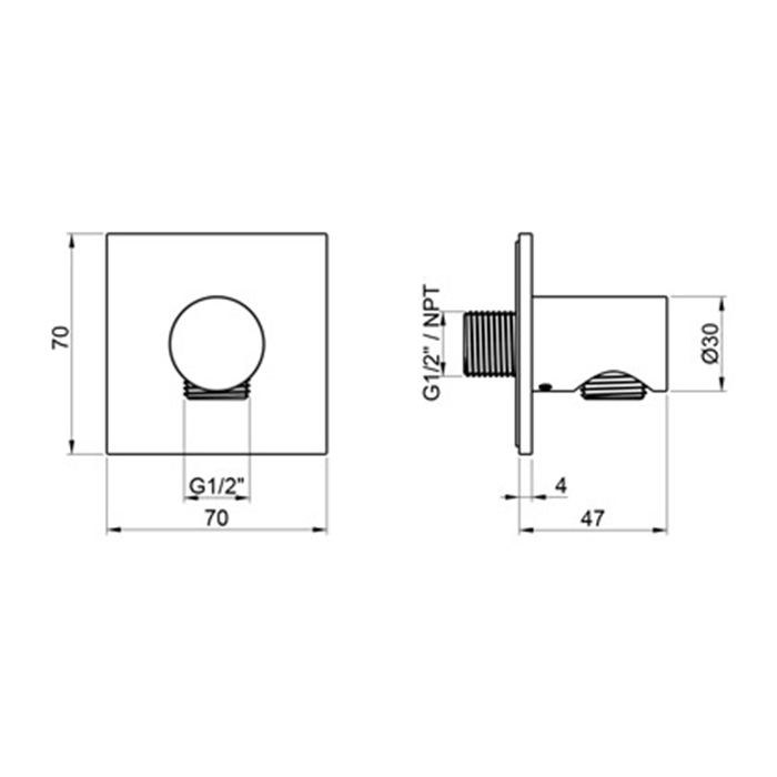 Almar 316 Stainless Steel Вывод из стены, для шланга, цвет: нержавеющая сталь брашированная AISI 316