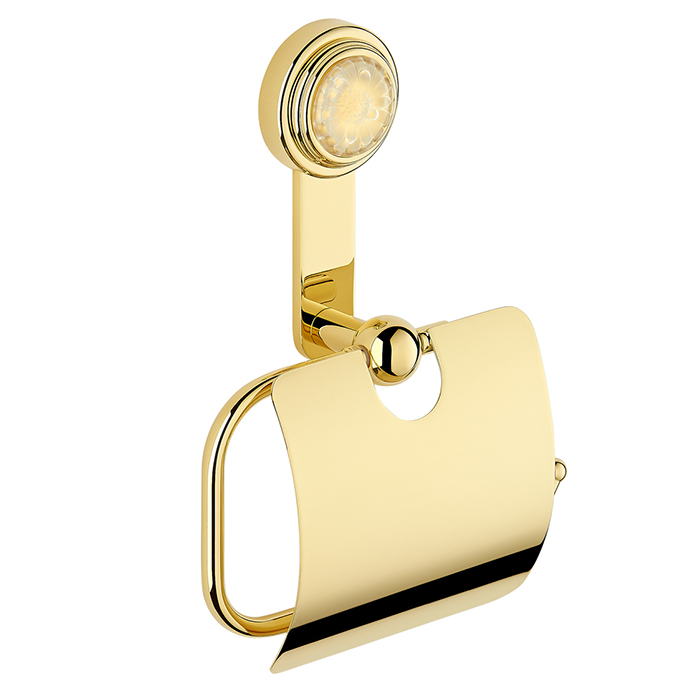 THG Dahlia Держатель туалетной бумаги с крышкой, подвесной, цвет: золото