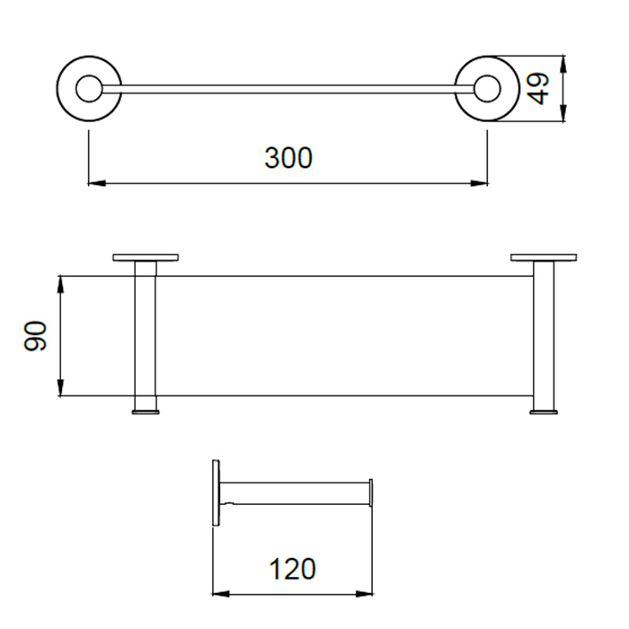 Almar Полка 30x12см, цвет: черный/черный металл брашированный PVD