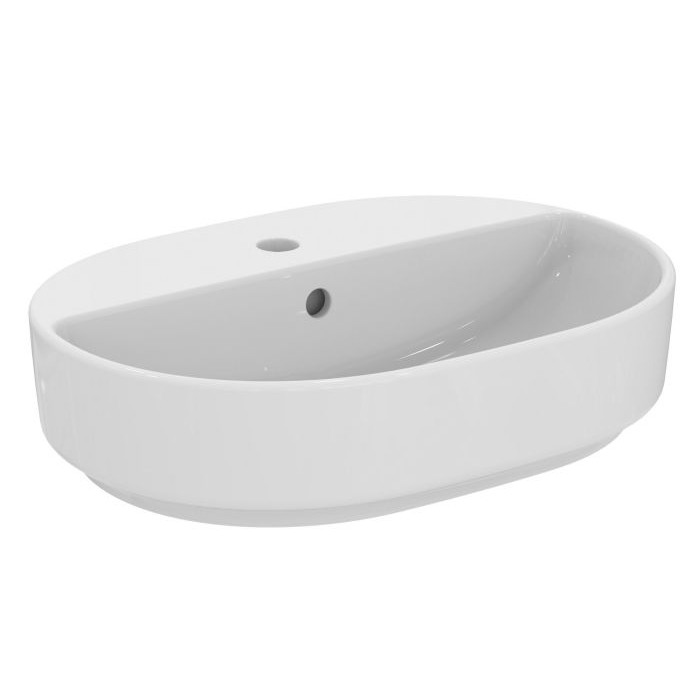 Ideal Standard i.life Раковина 55х40х13см., накладная, 1 отв., с переливом, без крепежа, цвет: белый глянцевый